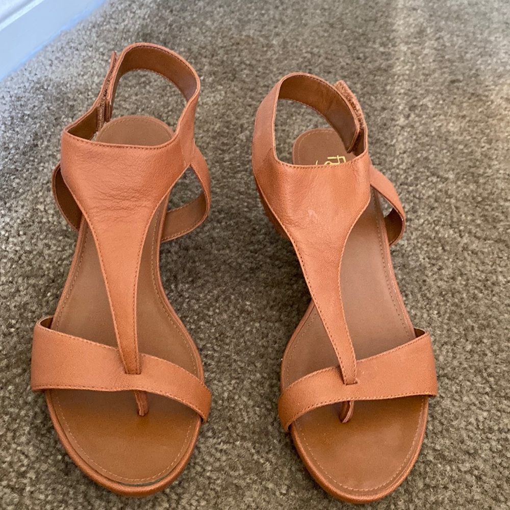 Franco Sarto Wedge Sandal Leather Upper Size 10